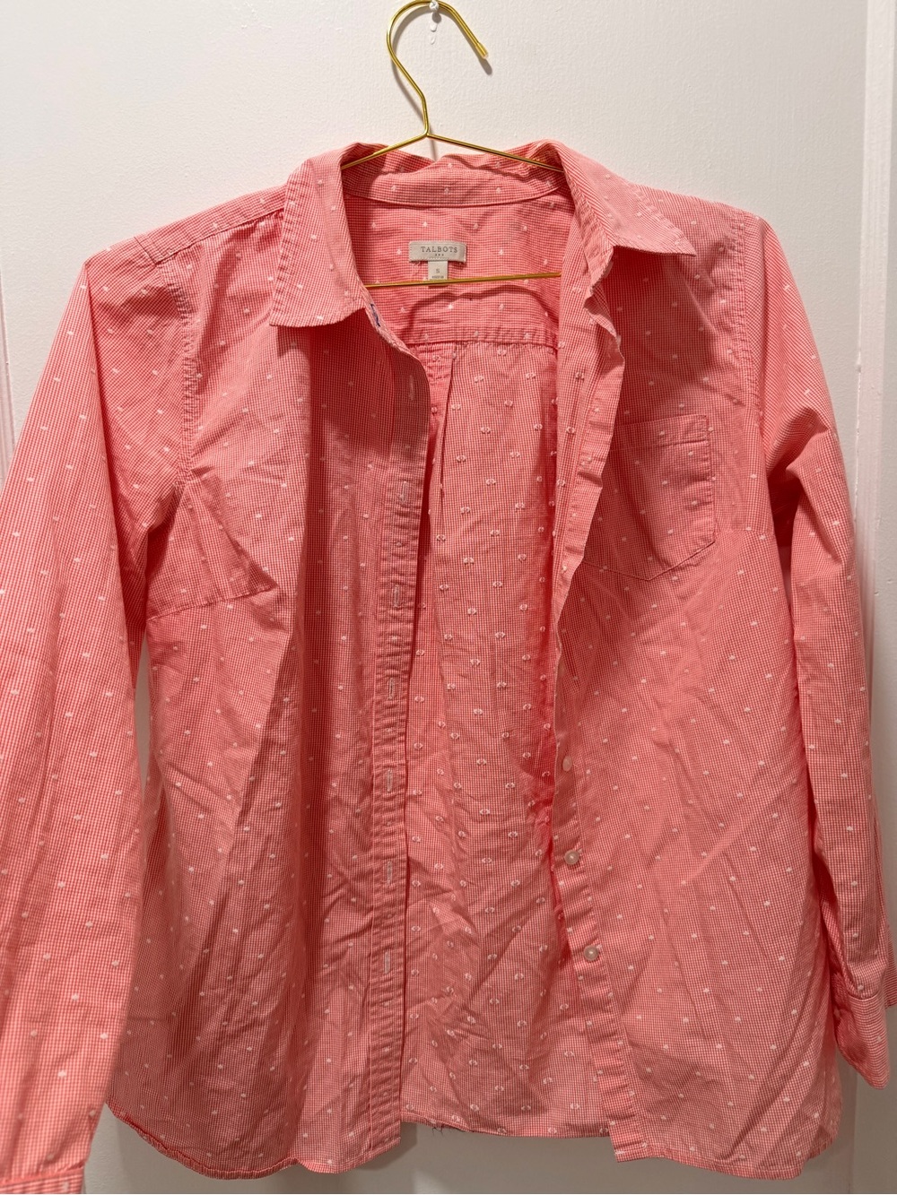 Talbots Coral Pink Button-Front Shirt